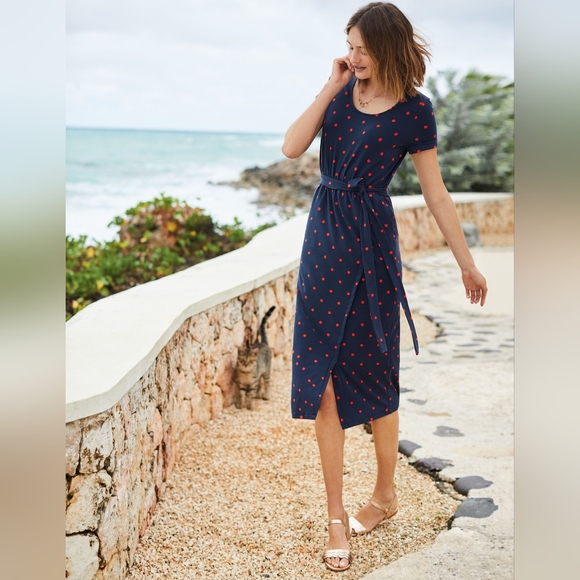 Boden Dresses & Skirts - Boden Hallie Jersey Dress, Navy Blue Red Dots, Women's Size 8
